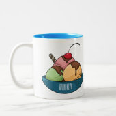 Ice Creme Cartoon Illustration Zweifarbige Tasse (Links)