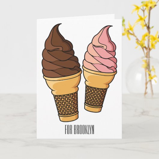 Ice-Creme-Cartoon Karte (Gelbe Blume)