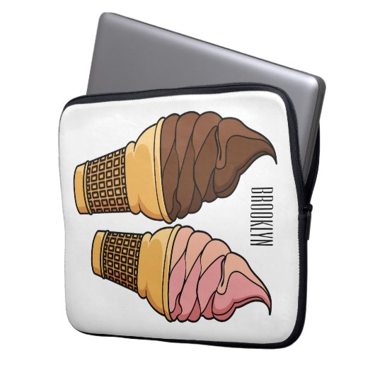 Ice-Creme-Cartoon Laptopschutzhülle (Vorderseite Links)