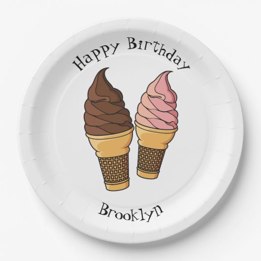 Ice-Creme-Cartoon Pappteller (Vorderseite)