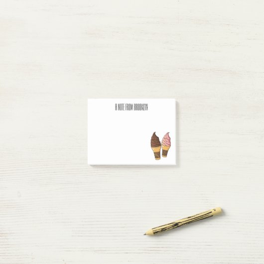Ice-Creme-Cartoon Post-it Klebezettel (Auf Schreibtisch)