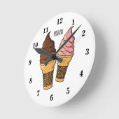 Ice-Creme-Cartoon Runde Wanduhr (Winkel)