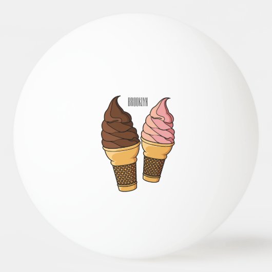 Ice-Creme-Cartoon Tischtennisball (Vorderseite)