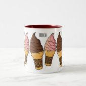 Ice-Creme-Cartoon Zweifarbige Tasse (Mittel)