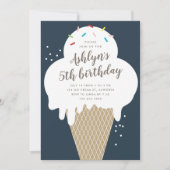 Ice Creme Cone Kids Blue Birthday Party Einladung (Vorderseite)