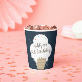 Ice Creme Cone Kids Blue Birthday Party Pappbecher