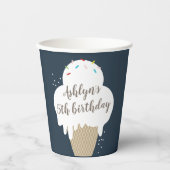 Ice Creme Cone Kids Blue Birthday Party Pappbecher (Vorderseite)