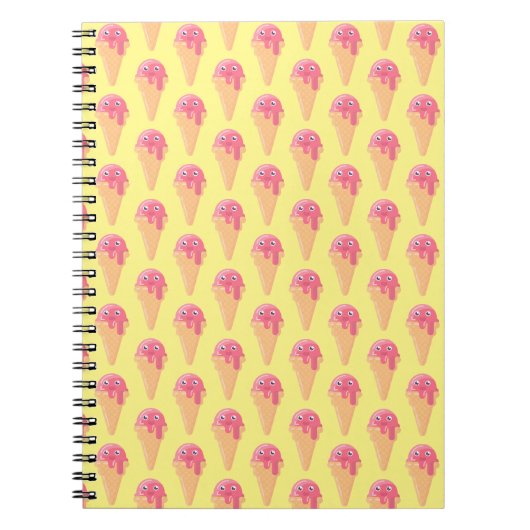 Ice Creme Cone Muster Niedlich Modernes Notebook Notizblock (Vorderseite)