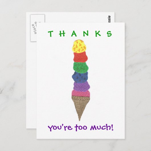 Ice Creme danke Postkarte (Vorne/Hinten)