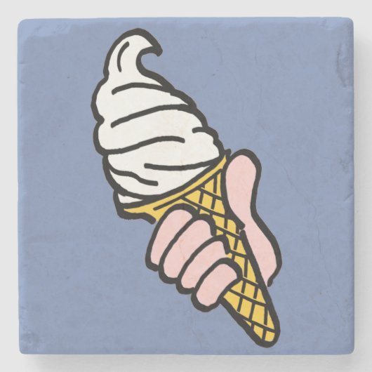 Ice Creme Design mit Eiscreme-Kon auf einem Steinuntersetzer (Vorderseite)
