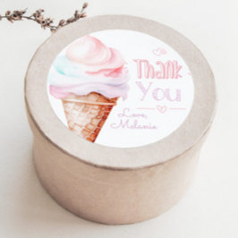 Ice Creme Geburtstagsparty danke Runder Aufkleber