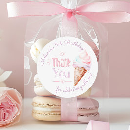 Ice Creme Geburtstagsparty danke Runder Aufkleber