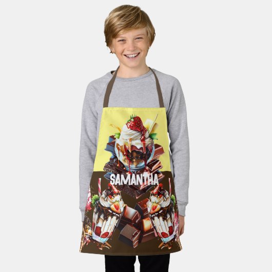 Ice Creme Schokolade Süßigkeiten DJ Name Jungs Mäd Schürze (Getragen)