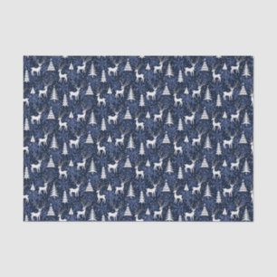 Ice Crystal Christmas Deer Cobalt Blue Seidenpapier