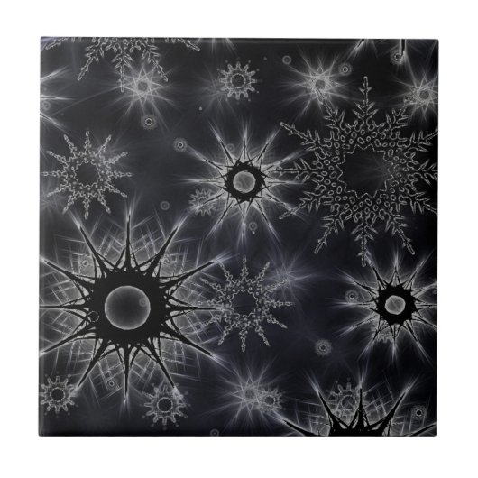 Ice Crystal Pattern on Black Fliese (Vorderseite)