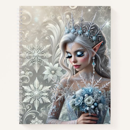Ice Fairy Bride – Frosted Winter Fantasy Portrait Notizblock (Vorderseite)