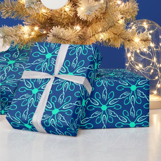 Ice Fisherman Snowflake Hexagon Muster Geschenkpapier (Feiertage)