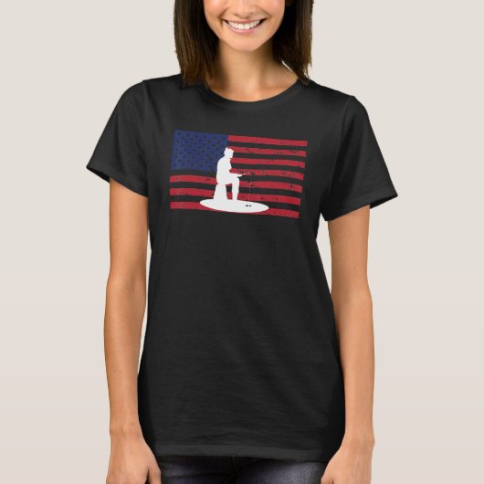 Ice Fishing US Flag Ice Fisherman Ice Fisher_1 T-Shirt (Vorderseite)