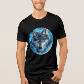 Ice Galaxy Wolf with Blue Eyes Tri-Blend Shirt (Vorderseite)