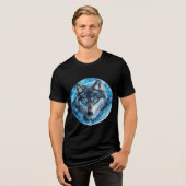 Ice Galaxy Wolf with Blue Eyes Tri-Blend Shirt (Vorderseite voll)