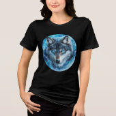 Ice Galaxy Wolf with Blue Eyes Tri-Blend Shirt (Vorderseite)