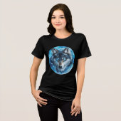 Ice Galaxy Wolf with Blue Eyes Tri-Blend Shirt (Vorderseite voll)