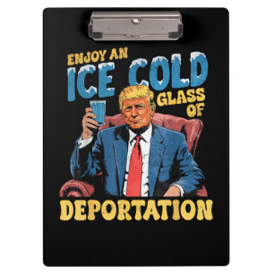 ICE Genießen Sie ein eiskaltes Glas der Abschiebun Klemmbrett