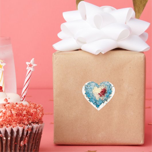 Ice Heart and Rose, personalisiert Herz-Aufkleber (Party)