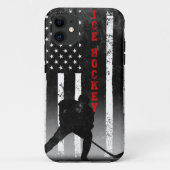 Ice Hockey American Flag Black Case-Mate iPhone Hülle (Rückseite)