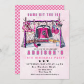 Ice Hockey Birthday Girl Einladung (Vorne/Hinten)