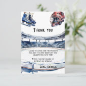 Ice Hockey Birthday Party Dankeskarte (Stehend Vorderseite)