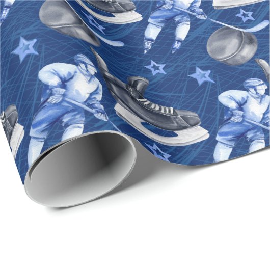 Ice Hockey Birthday Party Geschenkpapier (Rolleneckpunkt)
