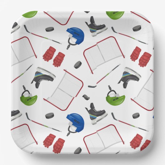 Ice Hockey Birthday Party Pappteller (Vorderseite)