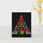 Ice Hockey Christmas Tree Lights Red Santa Hat Xma Karte (Gelbe Blume)