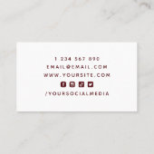 Ice Hockey Coach Instructor Red Social Media Cool Visitenkarte (Rückseite)