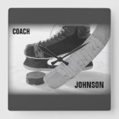 Ice Hockey Coach Vielen Dank Quadratische Wanduhr (Vorderseite)