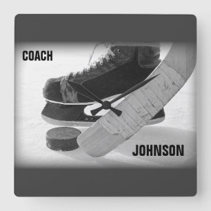 Ice Hockey Coach Vielen Dank Quadratische Wanduhr
