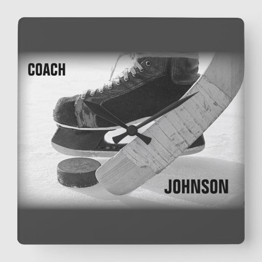 Ice Hockey Coach Vielen Dank Quadratische Wanduhr (Vorderseite)