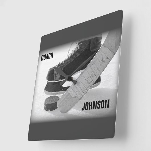 Ice Hockey Coach Vielen Dank Quadratische Wanduhr (Winkel)