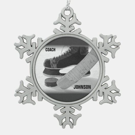 Ice Hockey Coach Vielen Dank Schneeflocken Zinn-Ornament (Vorderseite)
