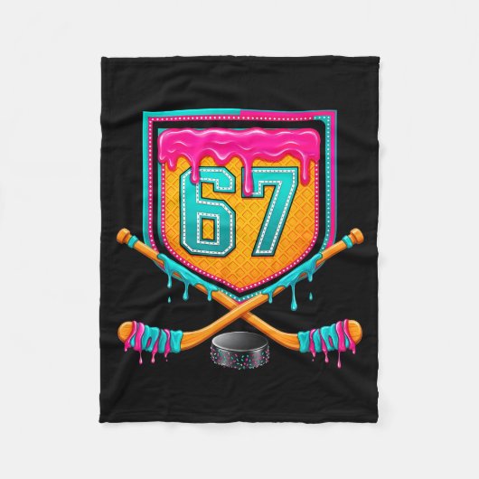 Ice Hockey Drip Number 67 Ice Hockey Player  Fleecedecke (Vorderseite)
