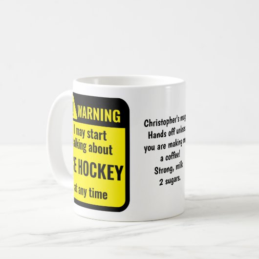 Ice Hockey Funny Personalized Kaffeetasse (Vorderseite Links)
