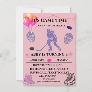Ice Hockey Geburtstagsthema individuell gestalten Einladung