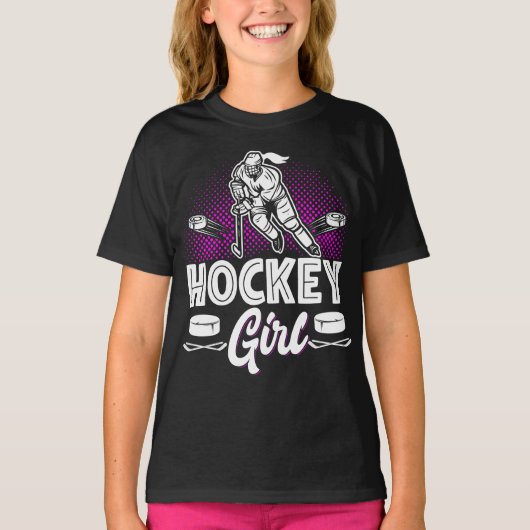 Ice Hockey Girl Player Team T-Shirt (Vorderseite)