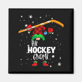Ice Hockey Gnome Red Buffalo Plaid Matching Family Magnet (Vorne)