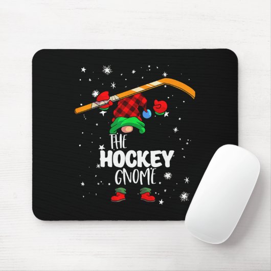Ice Hockey Gnome Red Buffalo Plaid Matching Family Mousepad (Mit Mouse)