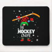 Ice Hockey Gnome Red Buffalo Plaid Matching Family Mousepad (Vorne)