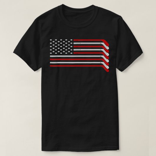 Ice Hockey Goalie Geschenk USA Flag Hockey Stick I T-Shirt (Design vorne)