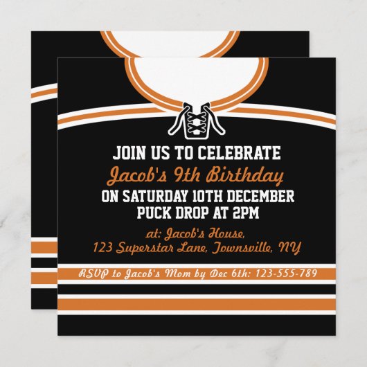 Ice Hockey Jersey Themed Party lädt Template ein Einladung (Vorne/Hinten)