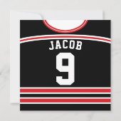 Ice Hockey Jersey Themed Party lädt Template ein Einladung (Rückseite)